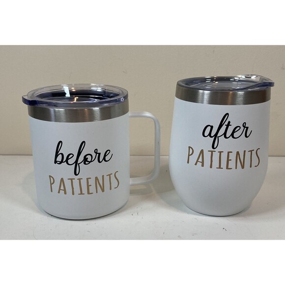 Before Patients After Patients Coffee And Wine Tumbler Set "NEW" - Picture 1 of 2